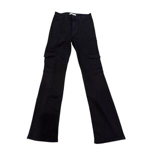 Eunina Imogen Mid Rise Bootcut Cargo Jeans Black Size 5 27W